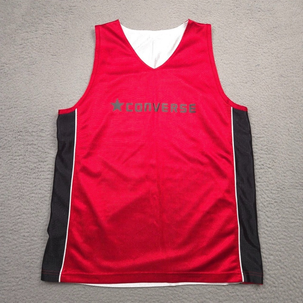 Converse Reversible Basketball Jersey Mens XL Red White Mesh‎ Tank Top Shirt
